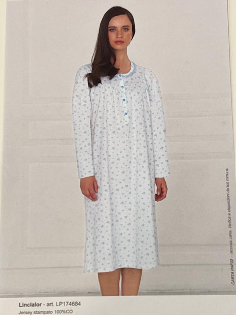 Camicia da notte LINCLALOR, il prodotto migliore del nostro store, tessuto 100% cotone jersey naturale, morbido ma soprattutto fresco, un capo speciale anche nelle forme e nei tagli costruiti alla perfezione, capo per chi vuole il massimo su tessuti e vestibilità