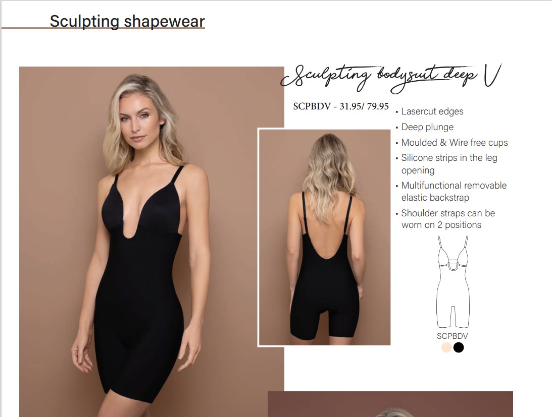 Shapewear Body Modellante Donna Con Scollo A U, Spalline Regolabili E Cavallo Aperto, Tessuto Floreale, Nero/Bianco