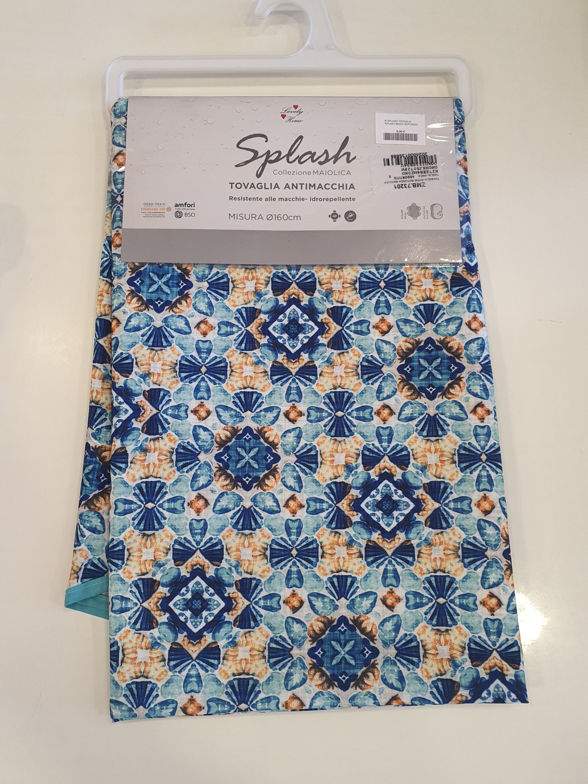 Tovaglia antimacchia idrorepellente SPLASH rotonda, con diametro 160cm