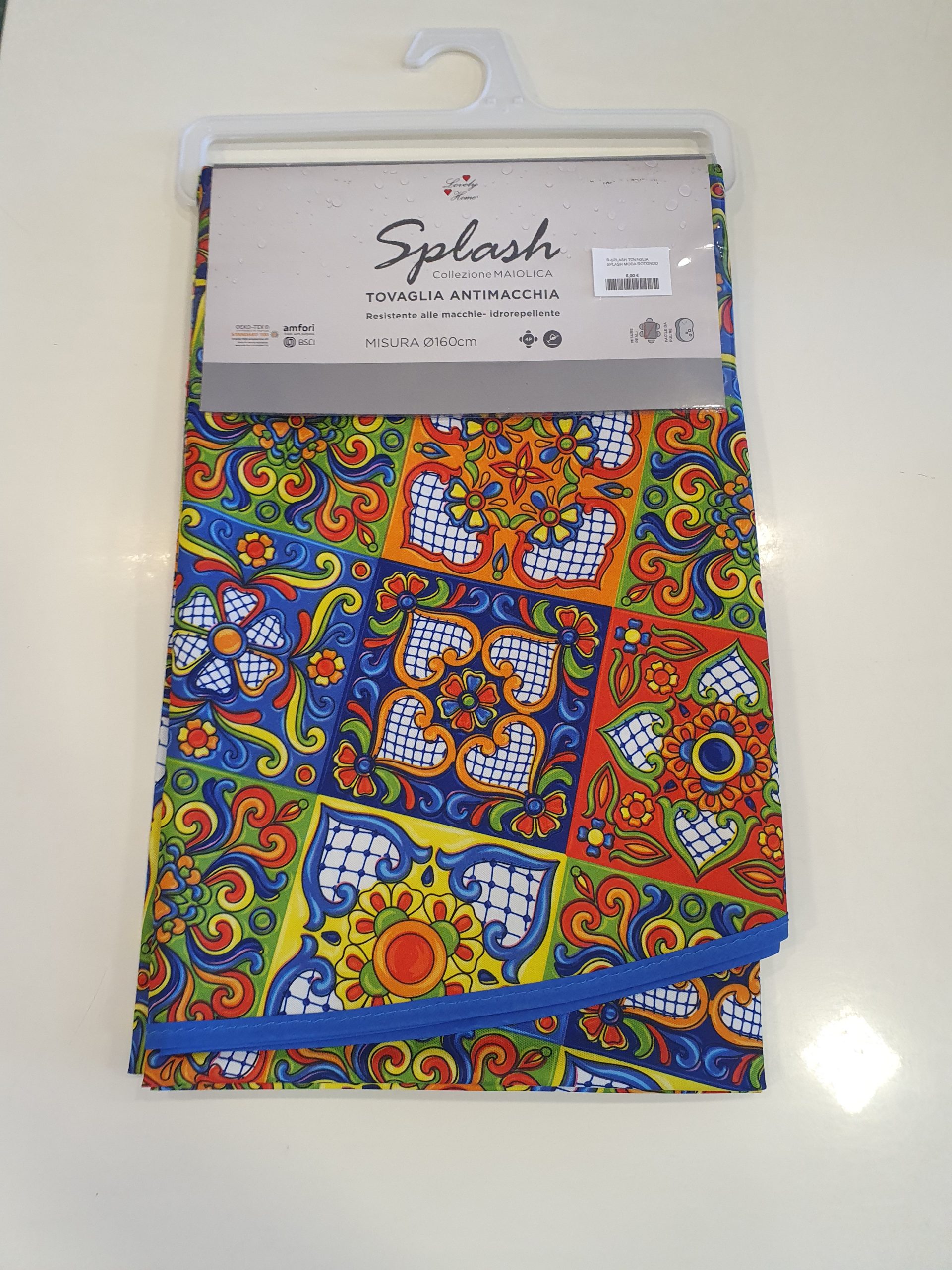 Tovaglia antimacchia idrorepellente SPLASH rotonda, con diametro 160cm