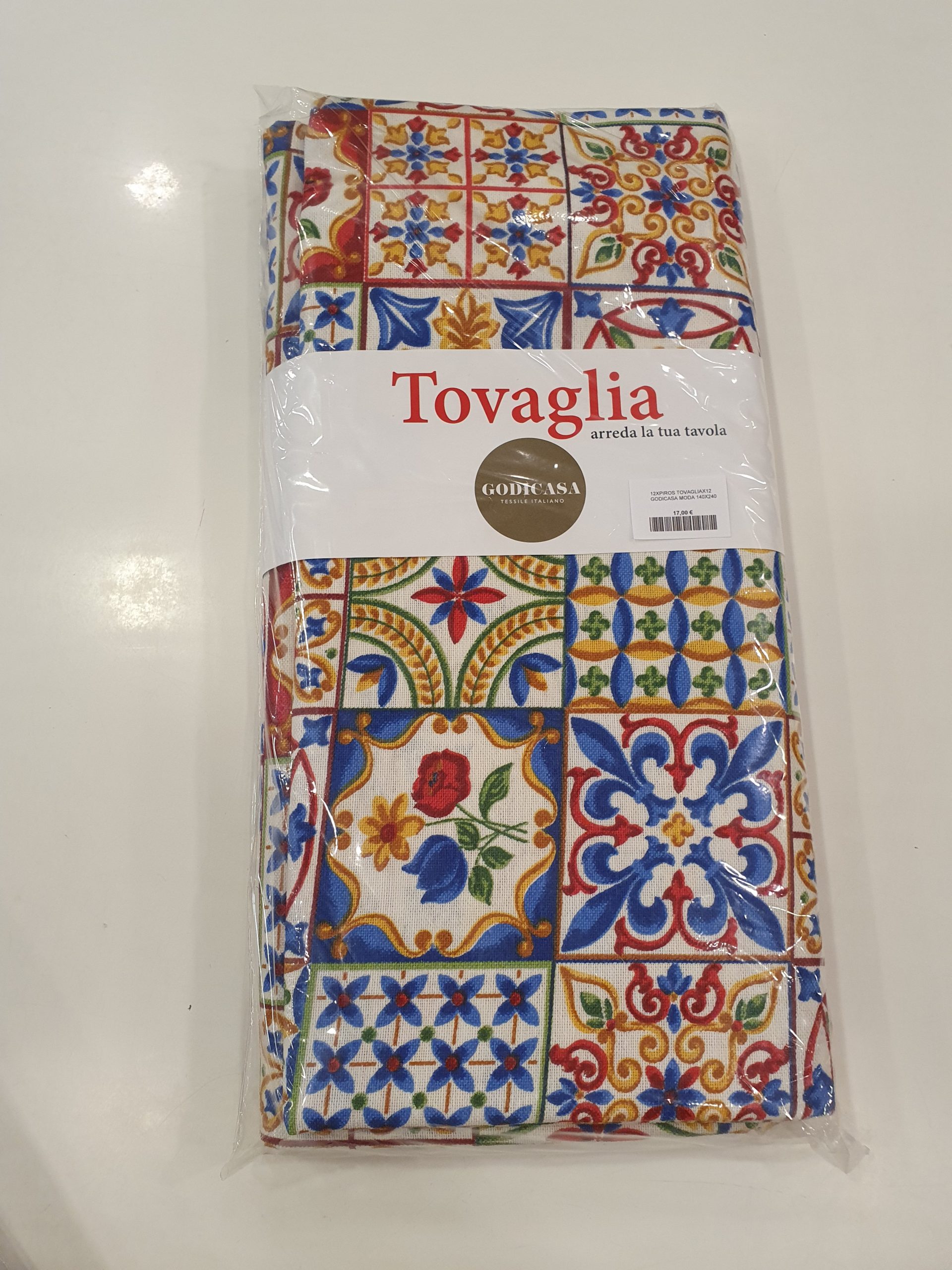 Tovaglia GODI CASA linea piros in cotone stampata, prodotto made in italy, il miglior prodotto del nostro store Misure: tovaglia 12 persone 140×240 cm