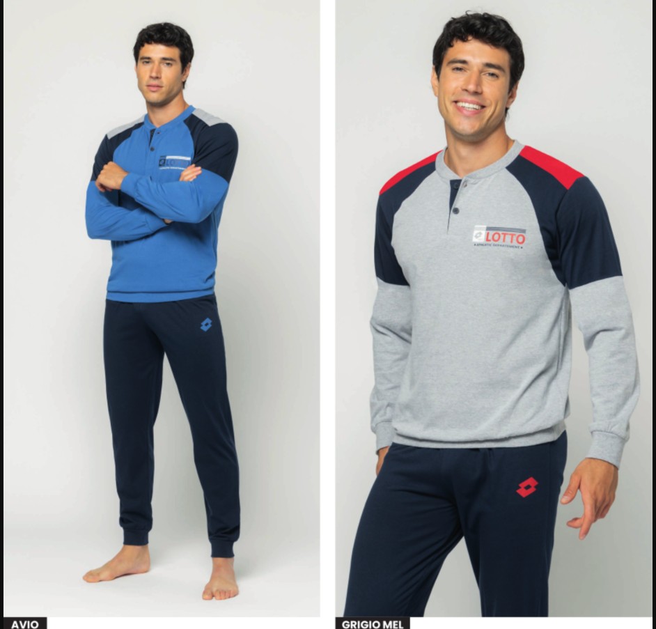 Pigiama uomo LOTTO modello tuta da casa in puro cotone, capo di estrema qualità grazie alla continua cura , ricerca ed innovazione.