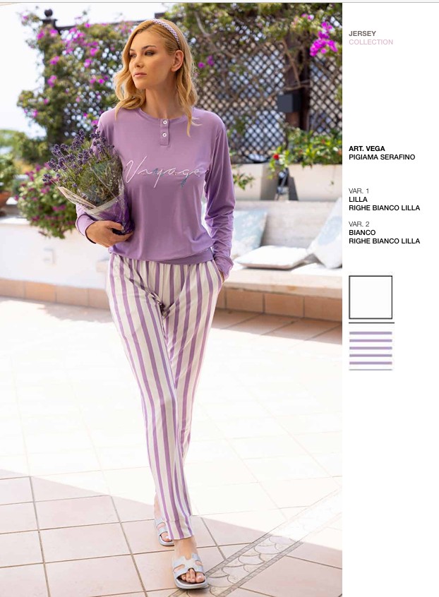 Pigiama donna BOLLICINE in cotone jersey freschissimo, capo di estrema qualità grazie alla continua cura, ricerca ed innovazione. Disponibile in due varianti di colore.