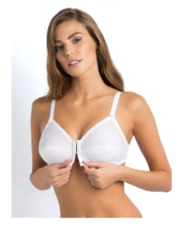Reggiseno aperto davanti SIELEI, ART. 20, realizzato in morbido cotone naturale, questo reggiseno con apertura frontale è la scelta perfetta per chi cerca comfort e praticità. Il tessuto traspirante garantisce una sensazione di freschezza sulla pelle, ideale per l'uso quotidiano, mentre il design con chiusura sul davanti rende semplice e veloce l'indossarlo e toglierlo. Tessuto: 100% Cotone